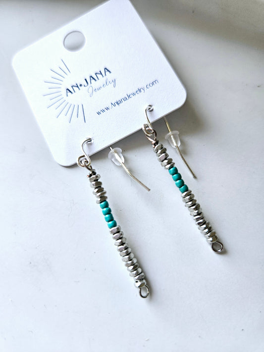 Silver & Turquoise Bar earrings