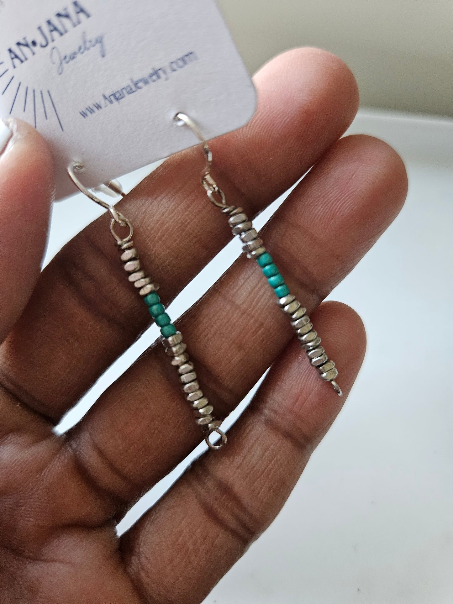 Silver & Turquoise Bar earrings