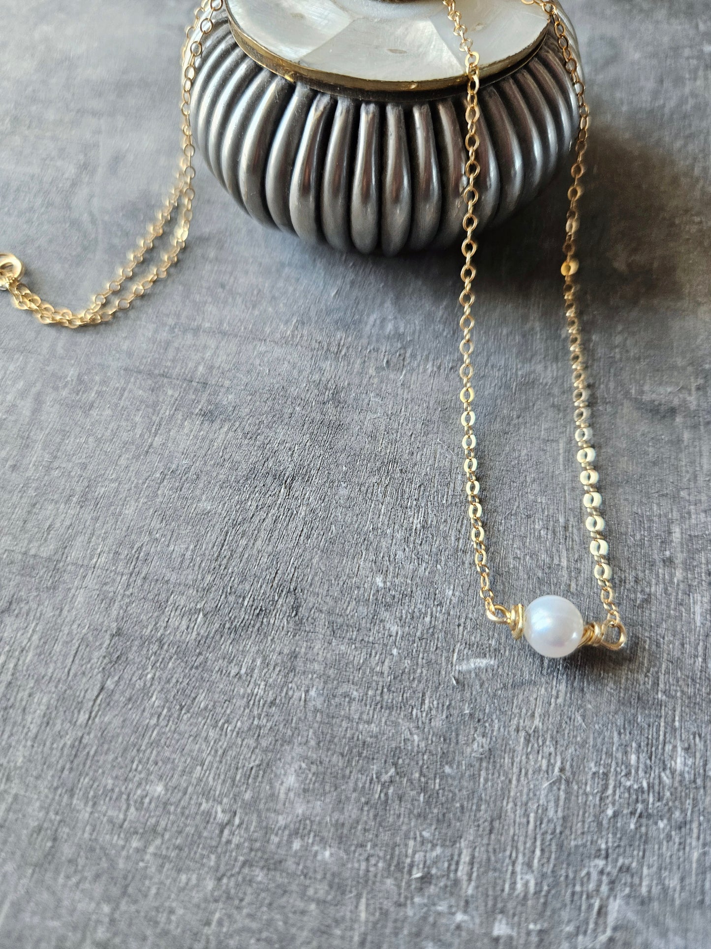 Floating White Pearl Necklace