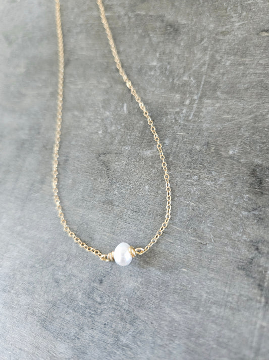 Floating White Pearl Necklace