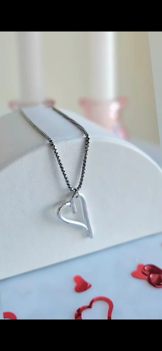 Sterling Silver Open Heart Necklace